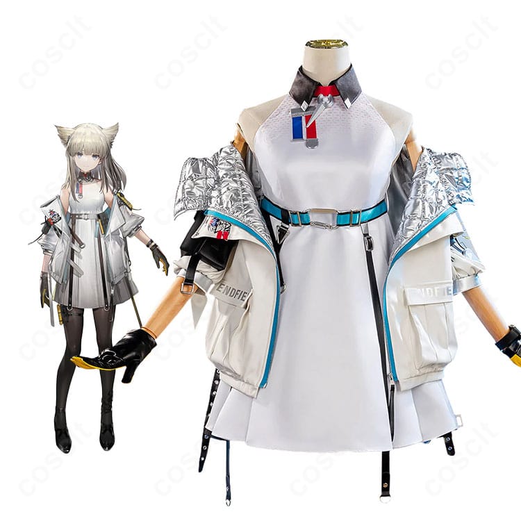 ペリカ 監察官デフォルト衣装を着用した全身ビジュアル。コートとワンピースのレイヤーがわかるキャラクター再現イメージ。