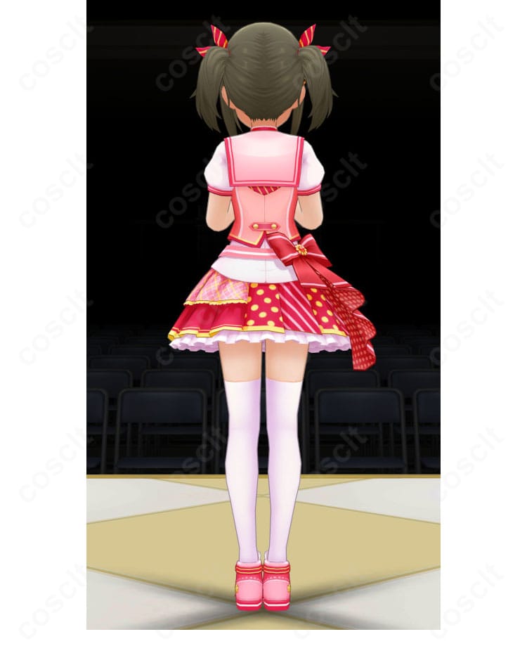 今井加奈 SSRメモリアルデイズ特訓後 衣装の背面全体カット（背面開閉部とスカートの広がり）