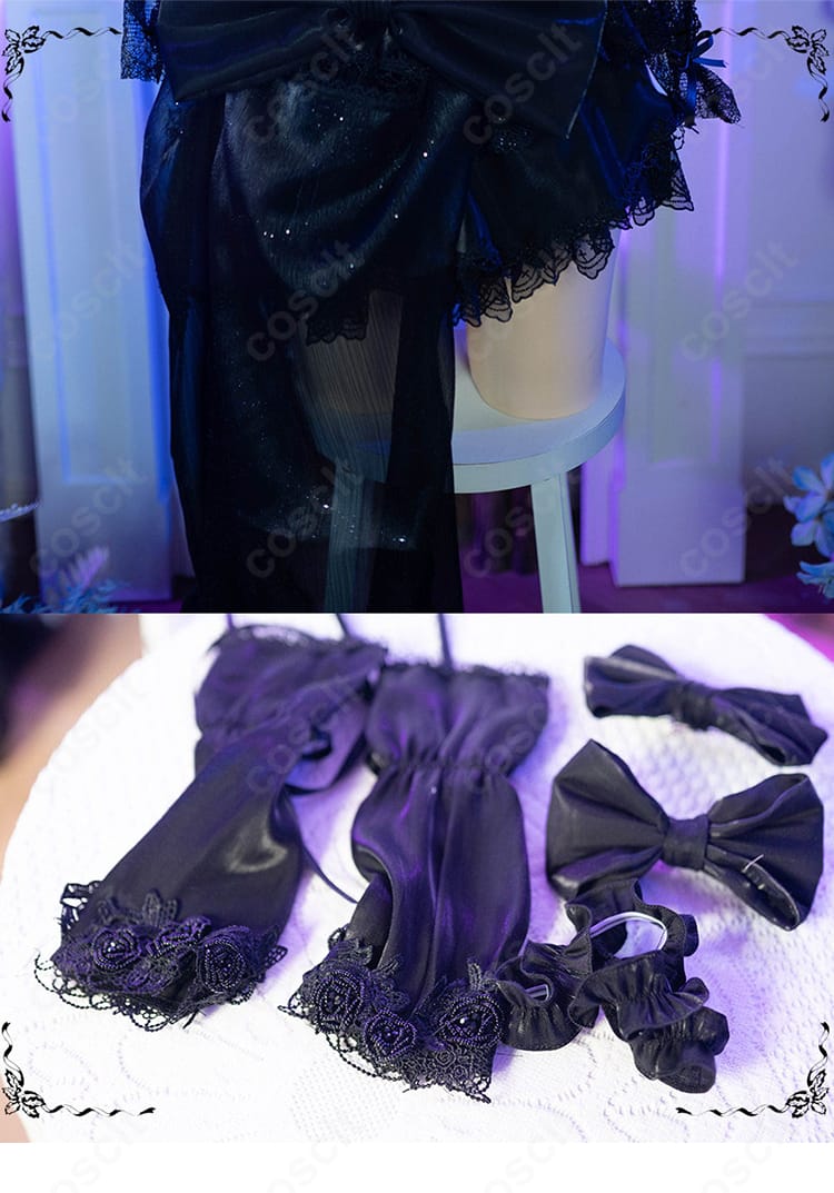 スカート裾と付属品のディテール接写。ヘムラインとリボンの質感が伝わる画像