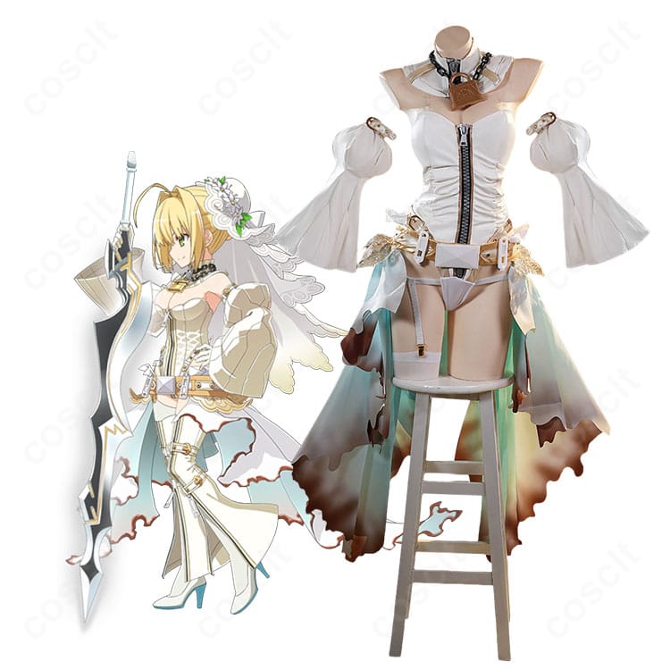 ネロ・クラウディウス〔ブライド〕第2再臨のフルコーデ着用イメージ(レオタード+スカート+ベール)