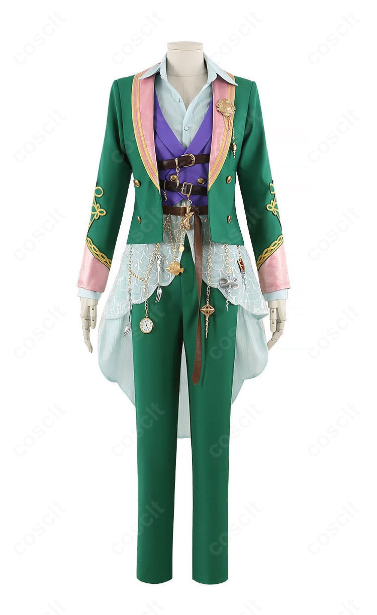 学園制服風コスプレ衣装の正面全体像(コート・ベスト・シャツ・パンツ)