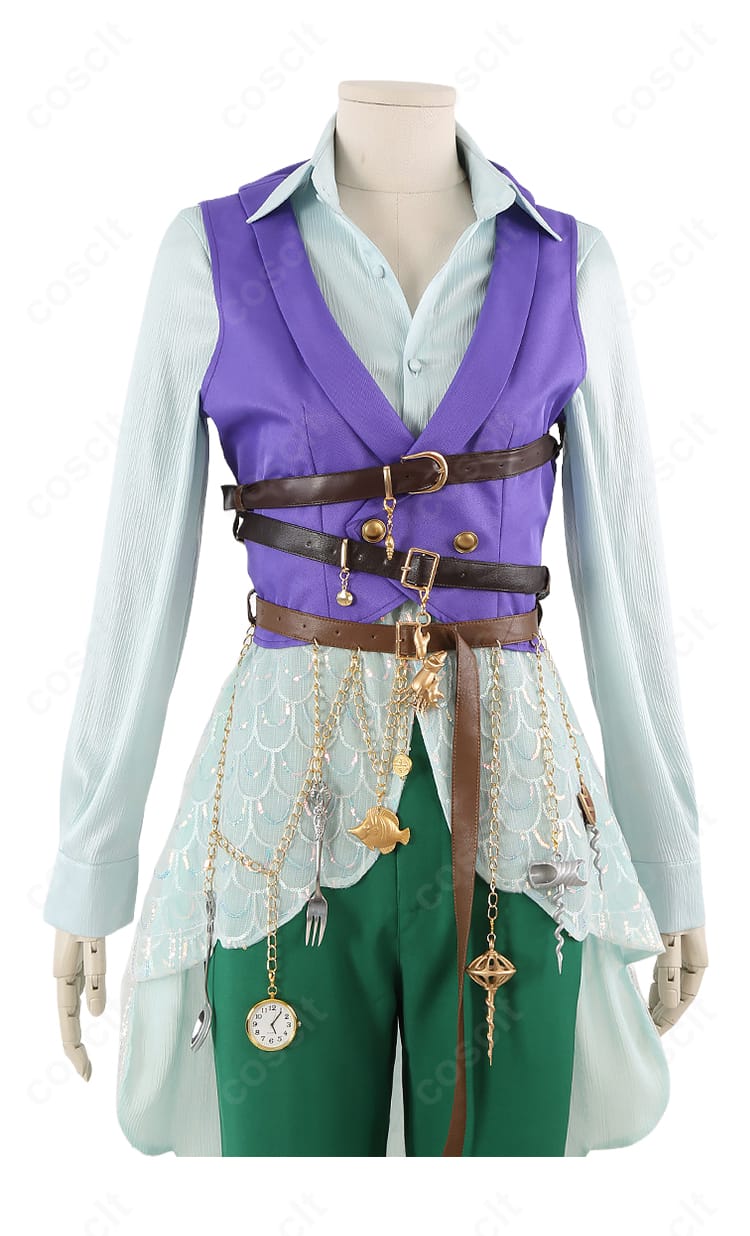 インナーのベストとシャツの質感・ステッチが分かる近接ディテール