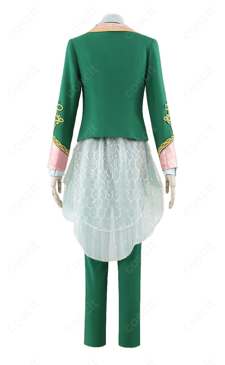 学園制服風コスプレ衣装の背面全体(コートのセンターベントと裾ライン)