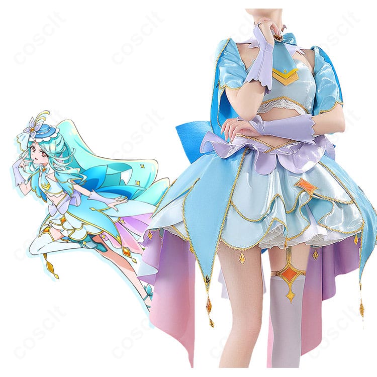 キュアエクレールの変身ドレスを着用した全身イメージ。帽子とケープ、背面リボンが映えるフルコーデ