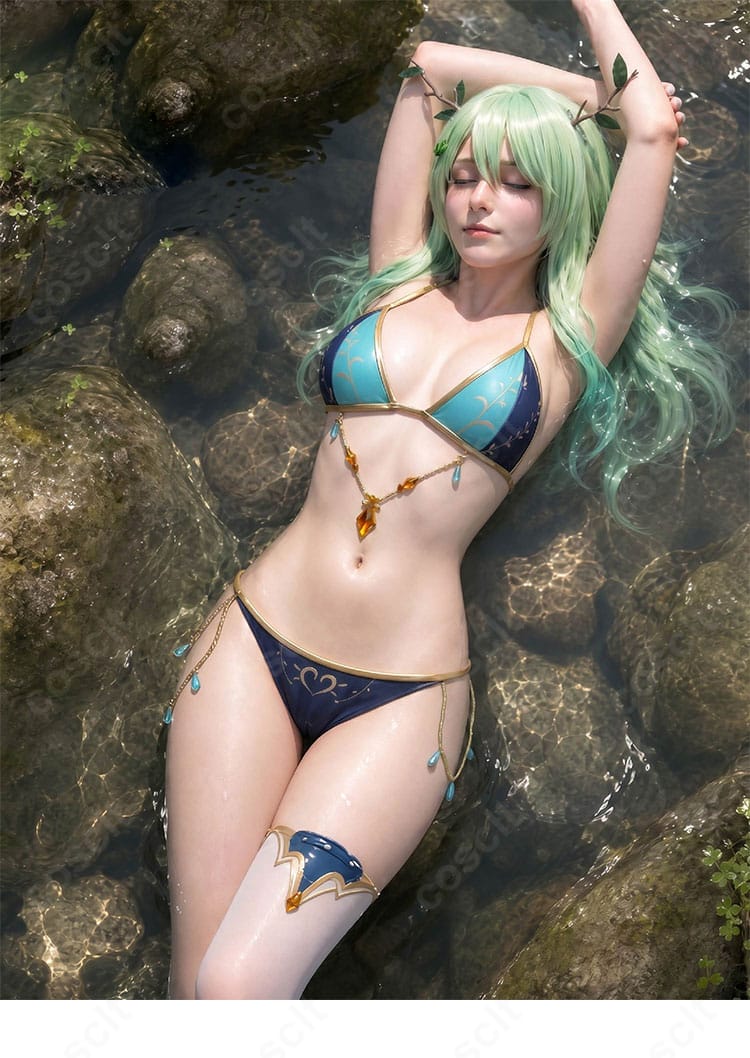 セレス・ファウナの水着ビキニ衣装を着用した全身イメージ。軽やかで上品セクシーな雰囲気が伝わる着用例。