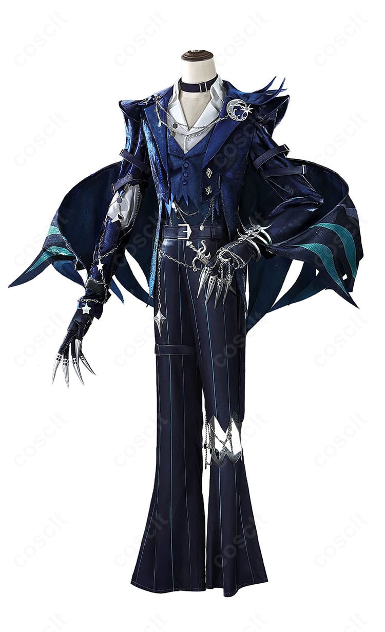 第五人格 フラバルー(夜に紛れて)コスプレ衣装の正面全体。ジャケットとベストのシャープなシルエットが分かるカット。