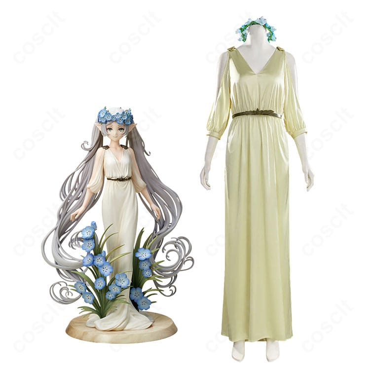フリーレンのフィギュアドレス風コスプレ一式とキャラクターイメージの組み合わせ画像
