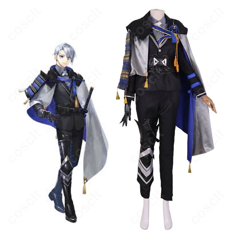 商品キャラクター衣装の全身イメージ。刀剣乱舞-ONLINE- 山姥切長義 極 新戦闘服のフルコーデを正確に再現。マントとタッセル、コルセットが映えるクールな佇まい。