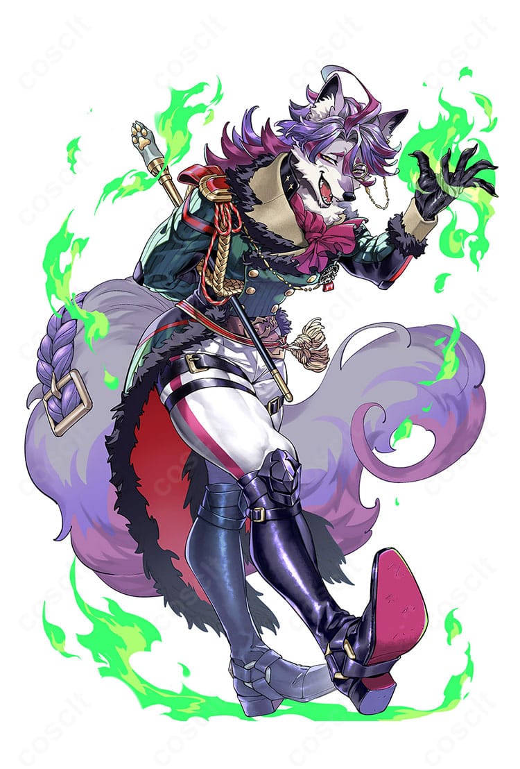 #コンパス シャルル・リヒター 通常服のキャラクター全身イメージ。貴族風のダークトーンと高コントラスト配色を確認できる参考画像。