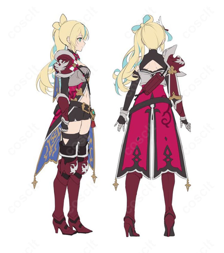 立伝都々 デフォルト衣装のコスプレ衣装 背面と右側ディテール。背面ラインの再現度、着脱しやすい設計、上品でクールな素材感、パーツの固定仕様が確認できる画像。