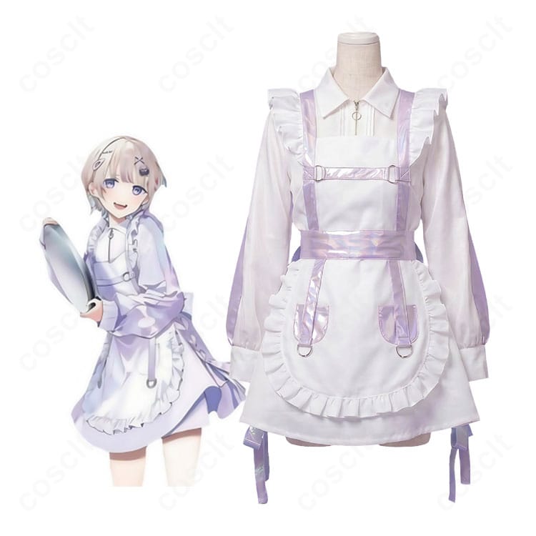 ホロライブ ReGLOSS 轟はじめ コラボカフェVer.の完成イメージ。ウェイトレス風コスプレ衣装一式を着用した全身ビジュアル。
