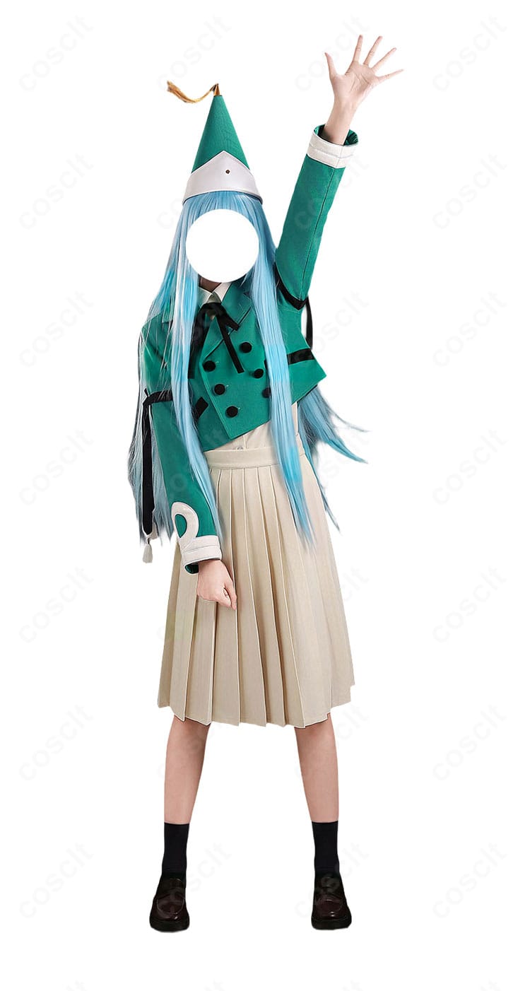 モデル着用のリチェ 制服風コスプレ衣装 正面。ジャケットとリボンタイの高コントラスト配色が映える全身コーデを前面から撮影。