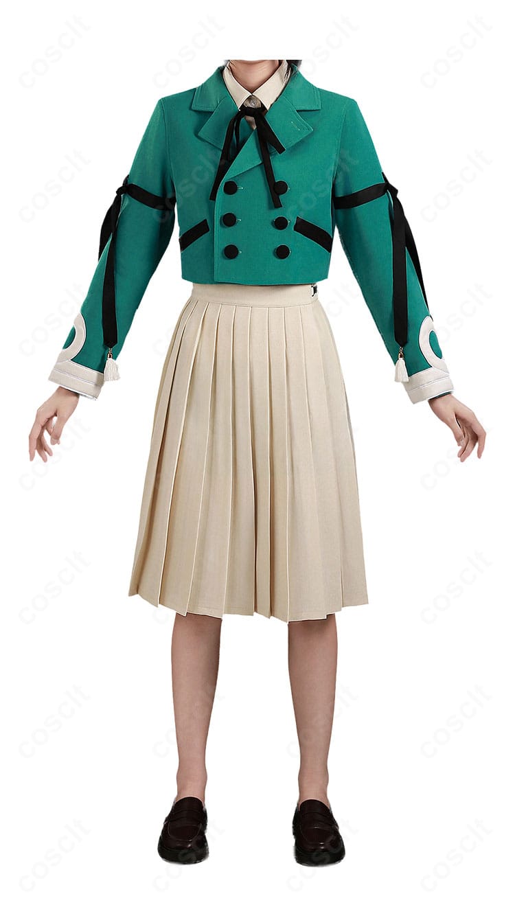 リチェ 制服風コスプレ衣装の商品正面。ジャケット・シャツ・スカート・リボンタイの配色バランスと端正なラインが分かるカット。