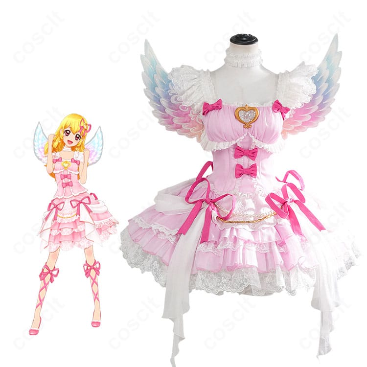 アイカツ!星宮いちごのオーロラキスコーデを着用したキャラクターイメージとピンクドレス全体