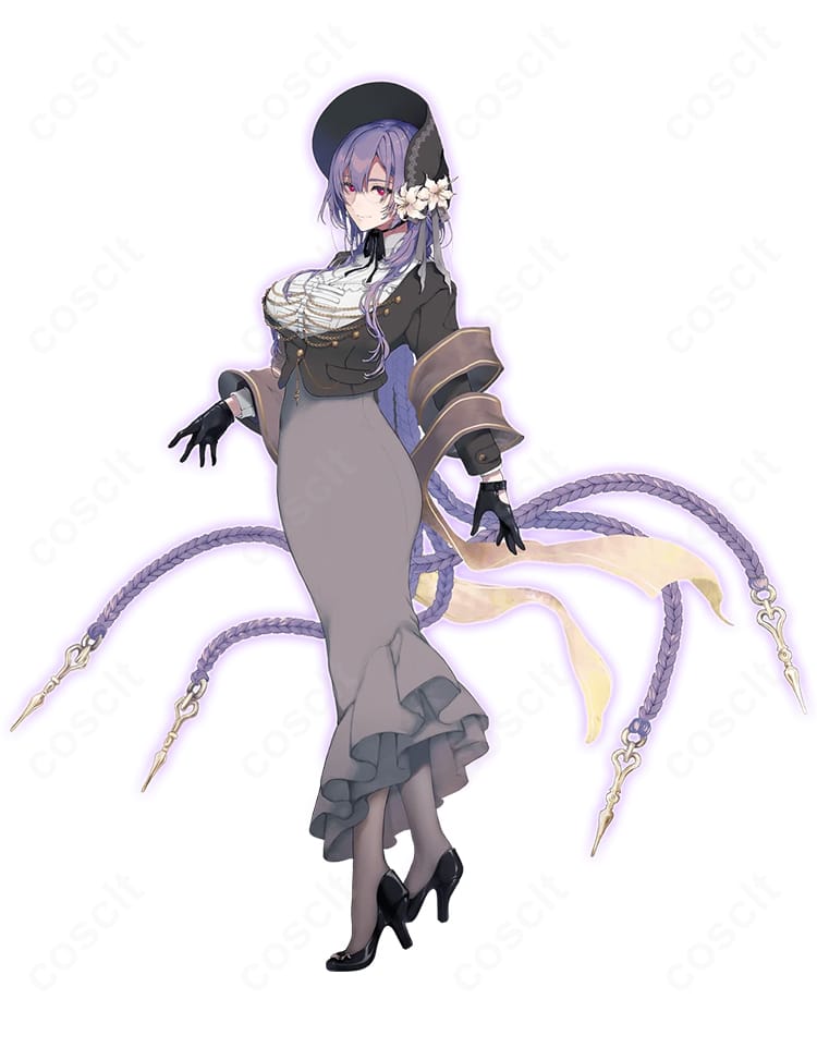 Fate/Grand Order ウルズ(終末のアーチャー)第2再臨コスプレ衣装の正面全身。レイヤー構成と装飾を高再現し、スタイルが映える美シルエットを強調。