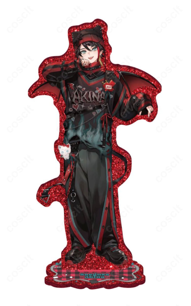 にじさんじ 三枝明那「Devilish Nightmare」コスプレ衣装の全身イメージ。高コントラスト配色とサイバー調装飾、付属品の確実な固定仕様が分かる商品画像。