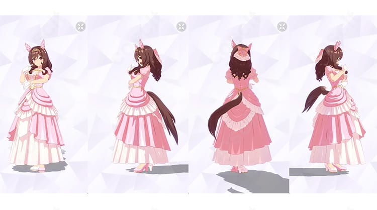 ジェンティルドンナ 花嫁 勝負服コスプレ衣装の装飾ディテール。ハイコントラスト配色と立体的なアクセントで写真映えする仕上がり。