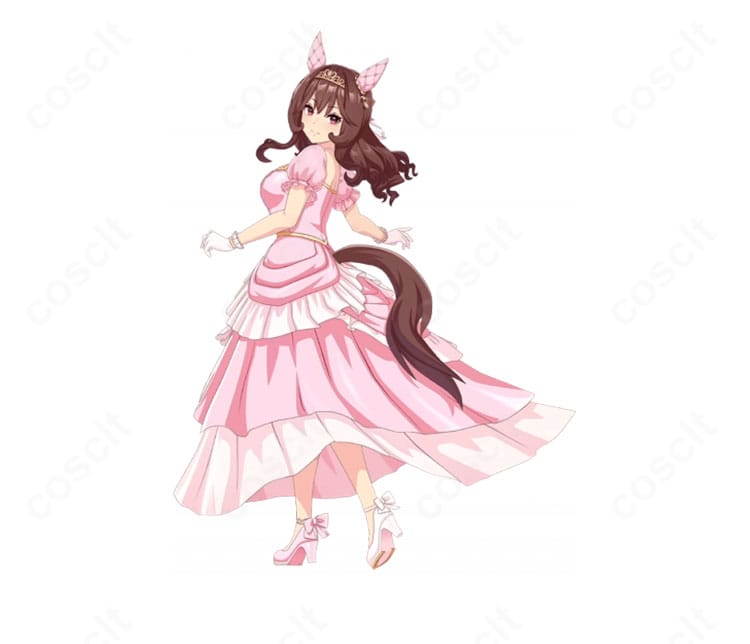 ジェンティルドンナ 花嫁 勝負服コスプレ衣装の背面。シルエット重視のライン設計と装飾配置が分かる後ろ姿ディテール。