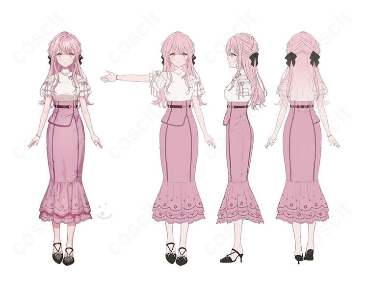 御子神琴音 コスプレ衣装の装飾ディテール。襟元の形状、ボタン、トリムの配色ラインなど再現度の高い近接ディテール写真。