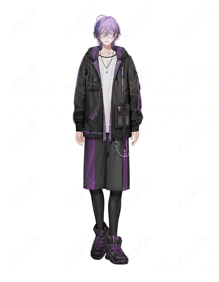 にじさんじ 榊ネス パーカー コスプレ衣装の全身イメージ。高コントラスト配色とフードの立ち上がりがわかるフロントビュー。
