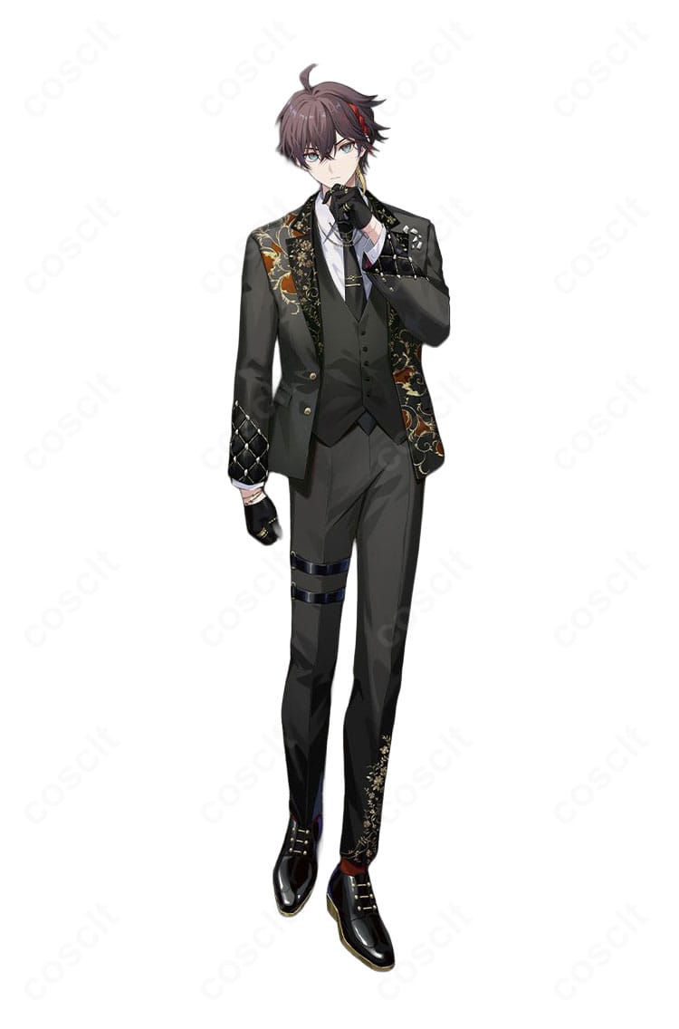 三枝明那 ふわぐさ コラボコスメ版コスプレ衣装の正面全身。落ち着いた色味とハリのあるスーツシルエットがわかる商品画像。