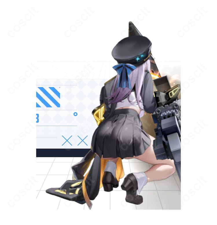 ネオン(ビジョン・アイ)コスプレ 背面装飾ディテール。背面の留め具配置と装飾パーツの質感が分かる、撮影で映えるバックビュー表現。