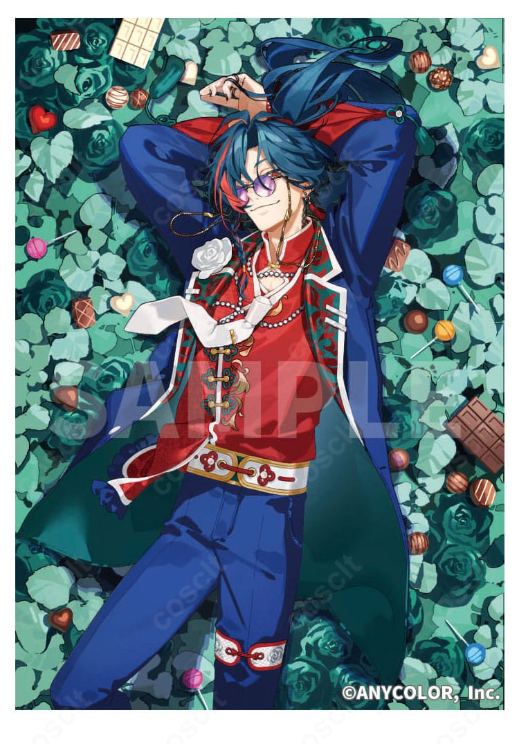 にじさんじ 魁星「Rose Valentine」コスプレ衣装を着用した全身イメージ。高コントラスト配色と直線的なシルエットがクールに映えるモデル。