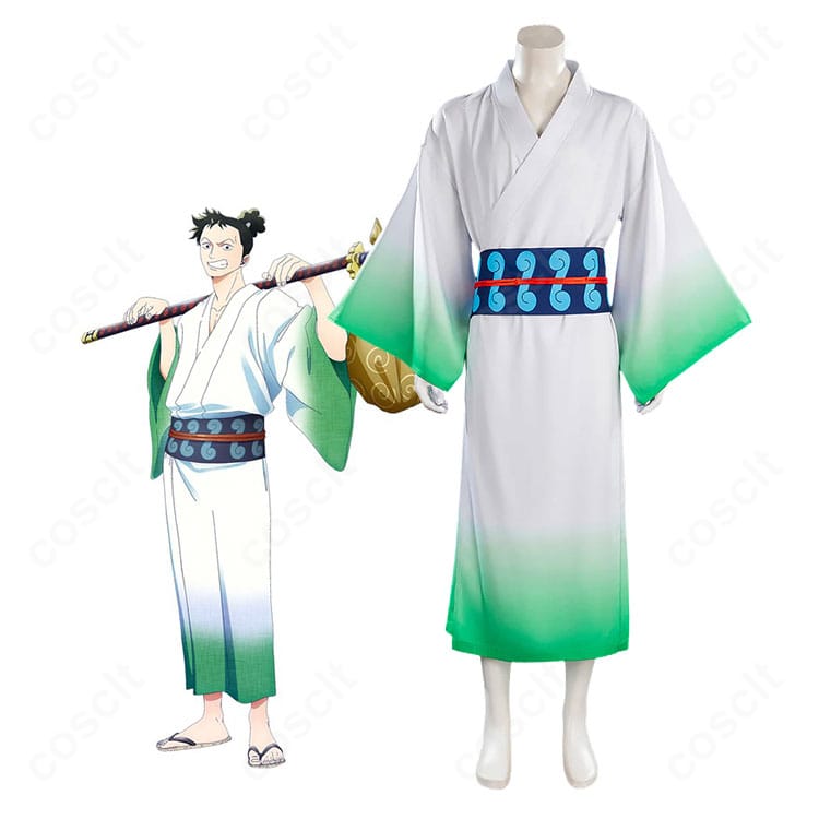 『MONSTERS 一百三情飛龍侍極』リューマの白×グリーン和装コスプレ衣装を着用した人物イメージ