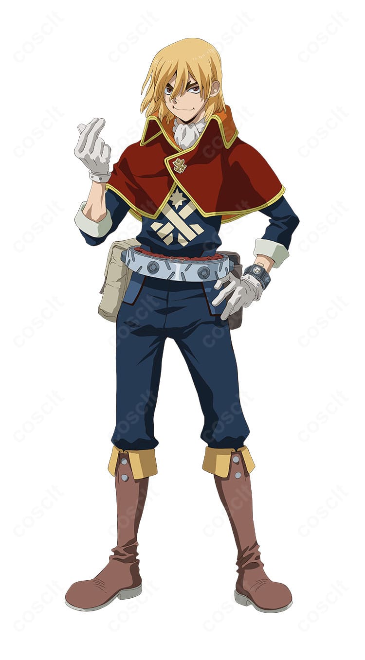 Dr.STONE 七海龍水 宇宙飛行士・船内服Ver.コスプレ衣装の全身イメージ。高コントラスト配色が映えるクールな着こなし。