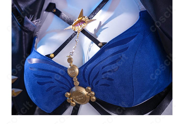 『鳴潮』ガルブレーナ コスプレ衣装の胸元ディテール、ビスチェと胸元チェーンの装飾