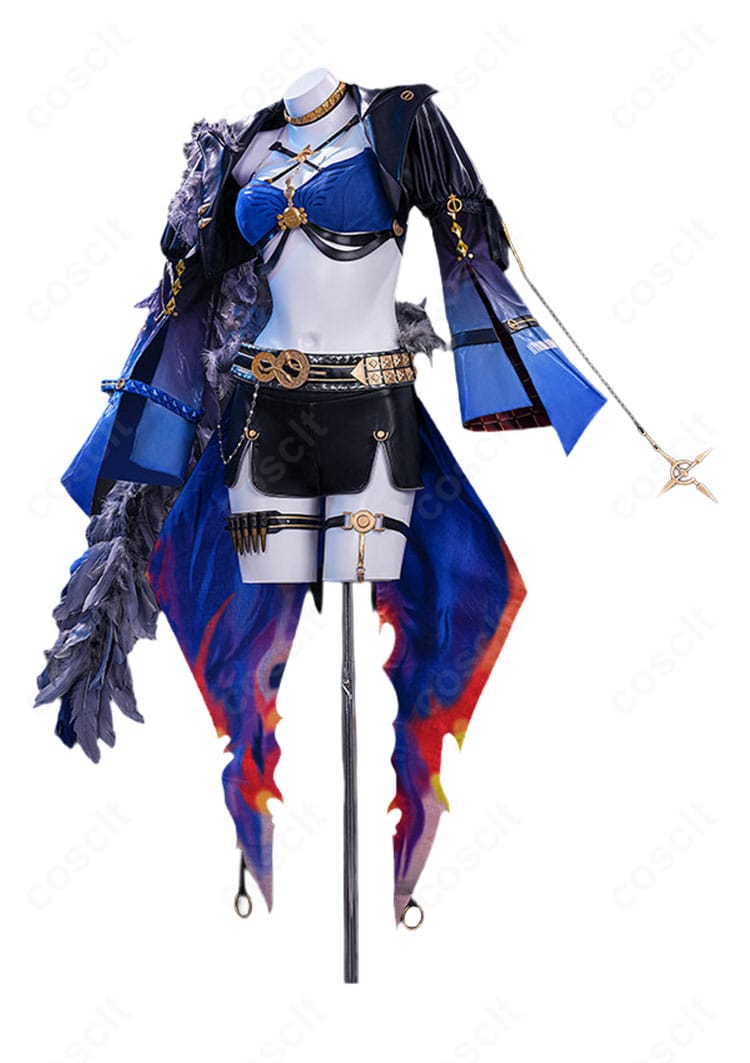 『鳴潮』ガルブレーナ コスプレ衣装の側面デザイン、腰回りのベルトパーツと太ももベルト