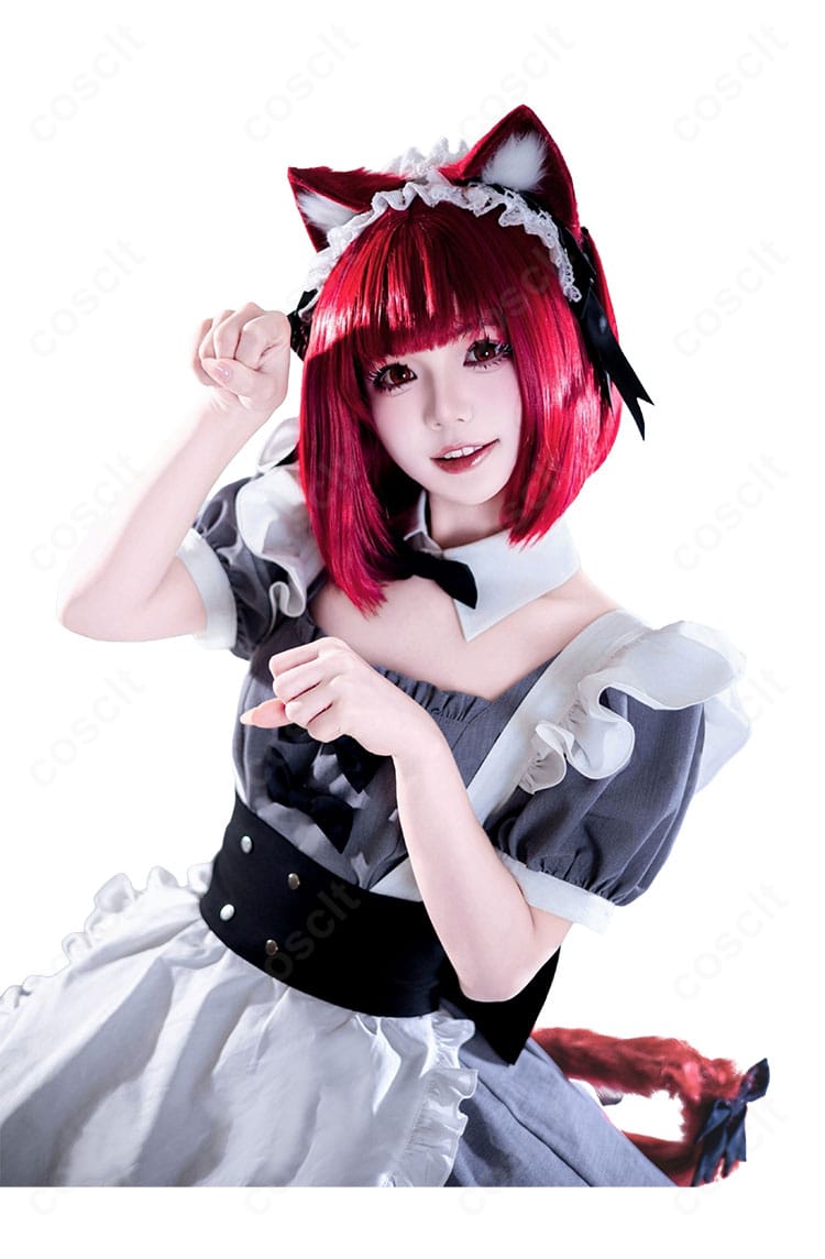 有馬かな 猫メイドver.コスプレ衣装の襟元装飾ディテール。付け襟と髪飾りに調和する上品なデザイン