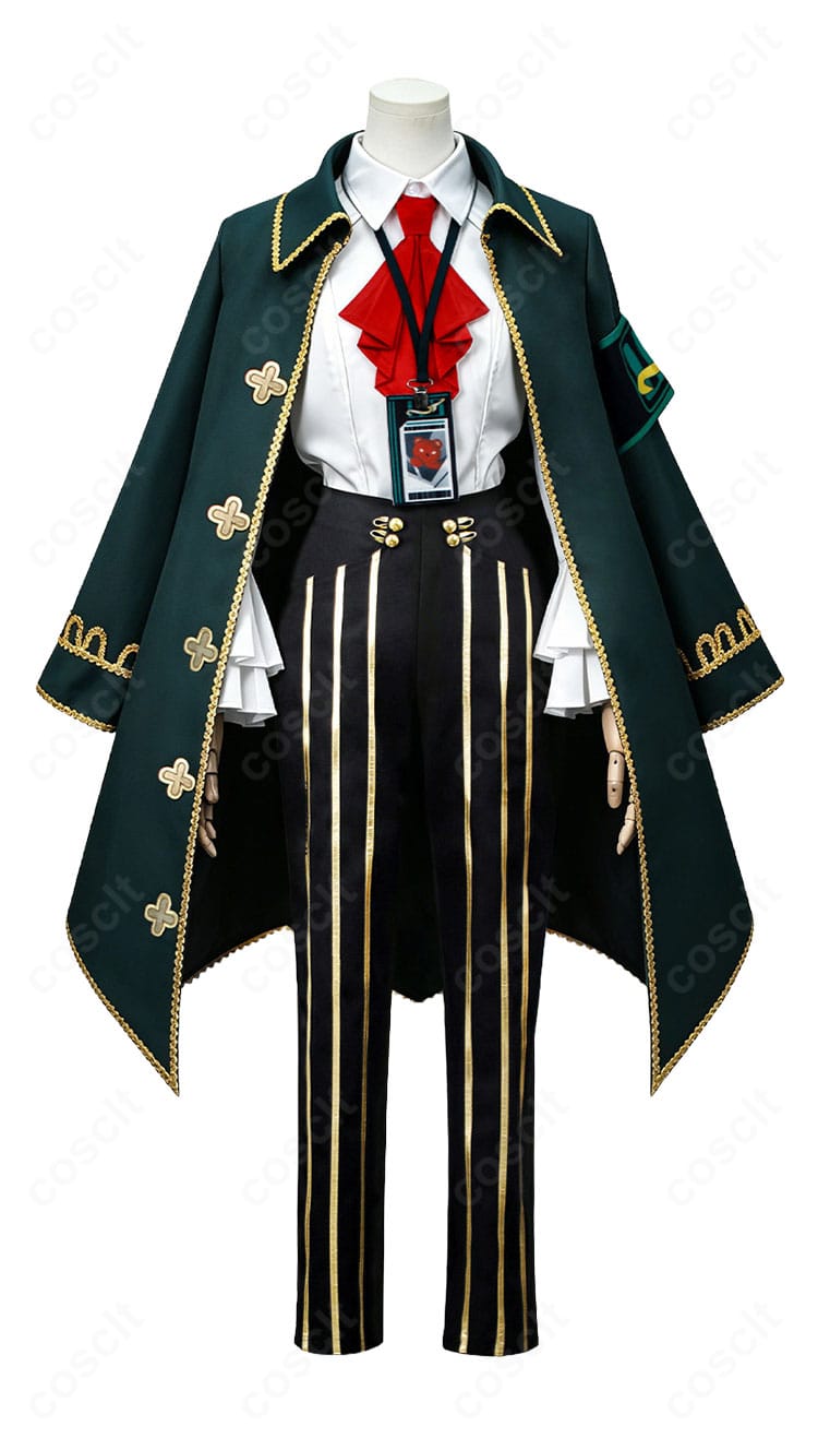 Limbus Company モーゼス ねじれ探偵コスプレ衣装のコート・スカーフ・パンツを合わせた正面デザイン