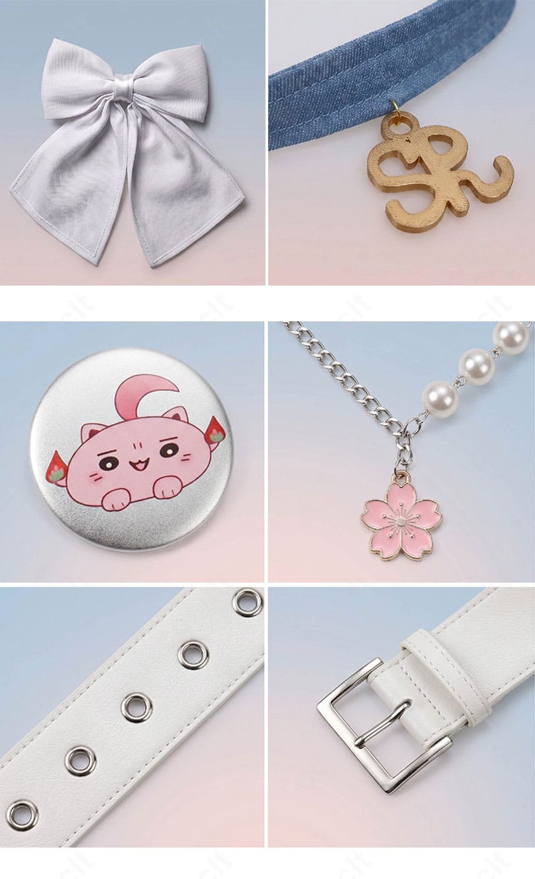 さくらみこ miCometブランド第二弾コスプレ衣装のバッジ、ベルト、チェーンなどの付属装飾