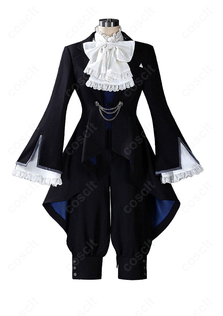 黒執事 シエル・ファントムハイヴ用コスプレ衣装の黒ジャケットとパンツの正面画像