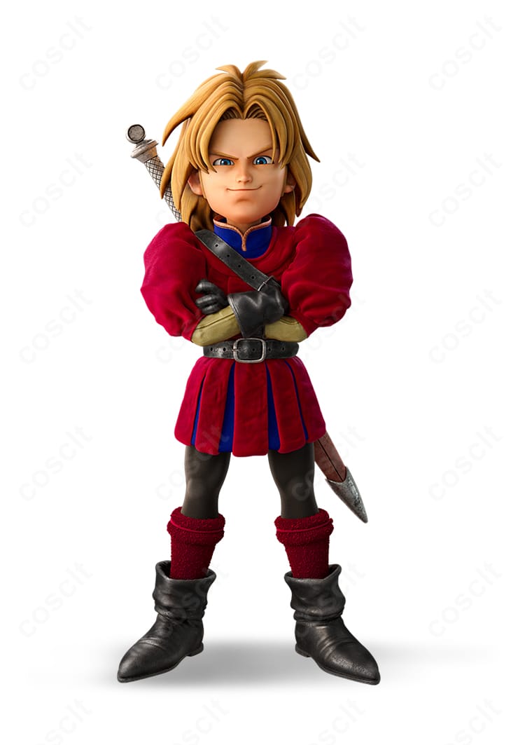 『ドラゴンクエストVII エデンの戦士たち』キーファ・グラン Reimaginedコスプレ衣装の人物着用イメージ。高コントラスト配色と冒険者らしいシルエットを確認できる全身画像です。