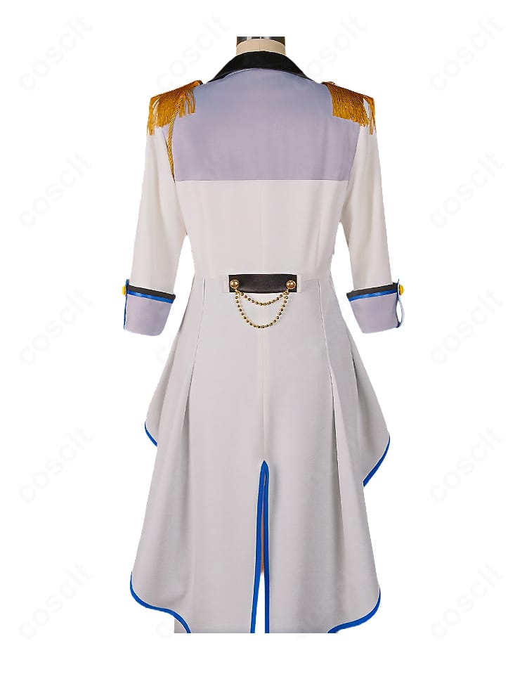 プロセカ KAITO アトラクティブコート コスプレ衣装の背面全体、コートの後ろ姿と裾のライン