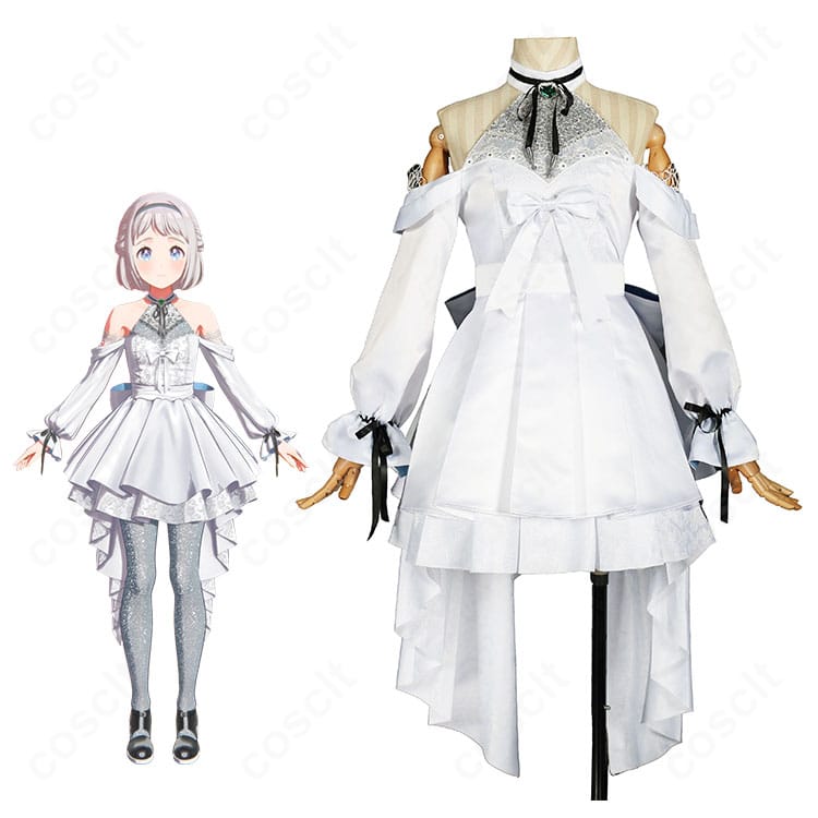 学園アイドルマスター 葛城リーリヤ ときめきエモーション衣装のキャラクターイメージと白ワンピース全体