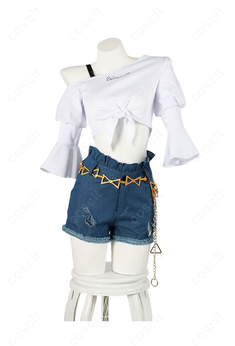 トーセンジョーダン 私服Ver.コスプレ衣装の正面デザイン。トップス、ショートパンツ、ウマ耳を合わせた爽やかなスタイル