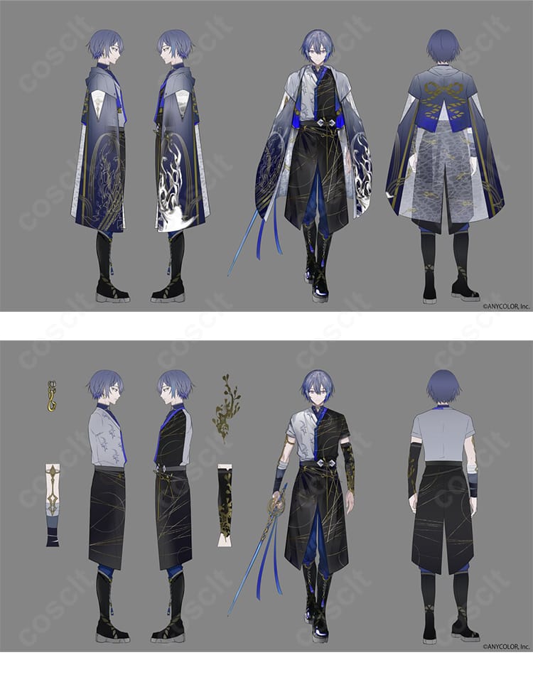 にじさんじ 小柳ロウ 通常衣装コスプレ衣装の全体デザインと細部ディテール