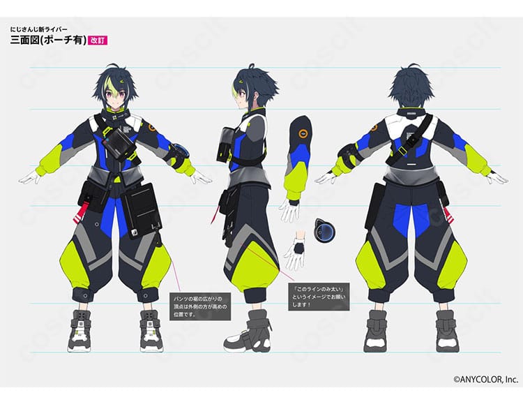 にじさんじ 伊波ライ 通常衣装コスプレ衣装の高コントラスト配色と全体装飾のディテール
