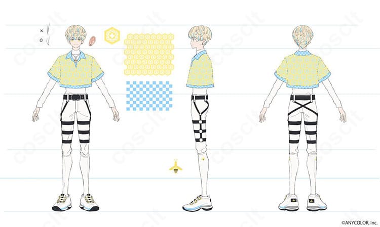 にじさんじ 緋八マナ デフォルト衣装コスプレ衣装の生地ディテール。薄手仕様と高コントラストな色使いを確認できます。
