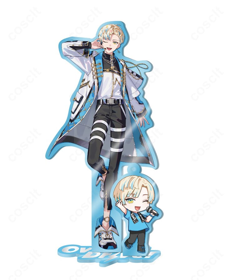 にじさんじ 緋八マナ「MECHATU-A 1st LIVE Over Drive!」舞台衣装の全身コスプレイメージ。高コントラスト配色が映えるクールなライブスタイル