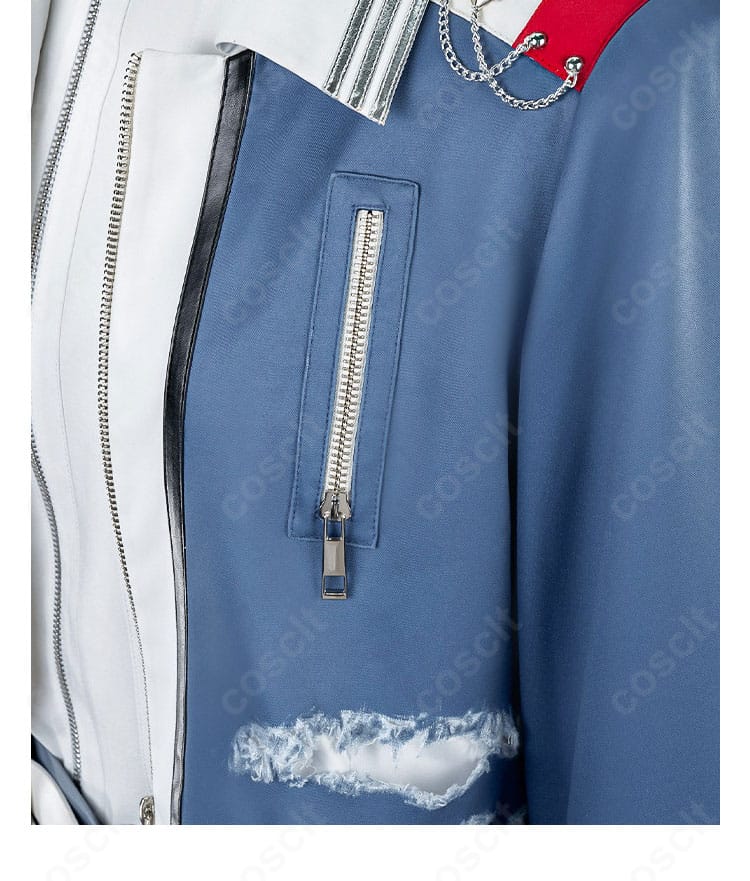 青柳冬弥 コスプレ衣装のジャケットファスナーディテール。着脱しやすい前開き仕様