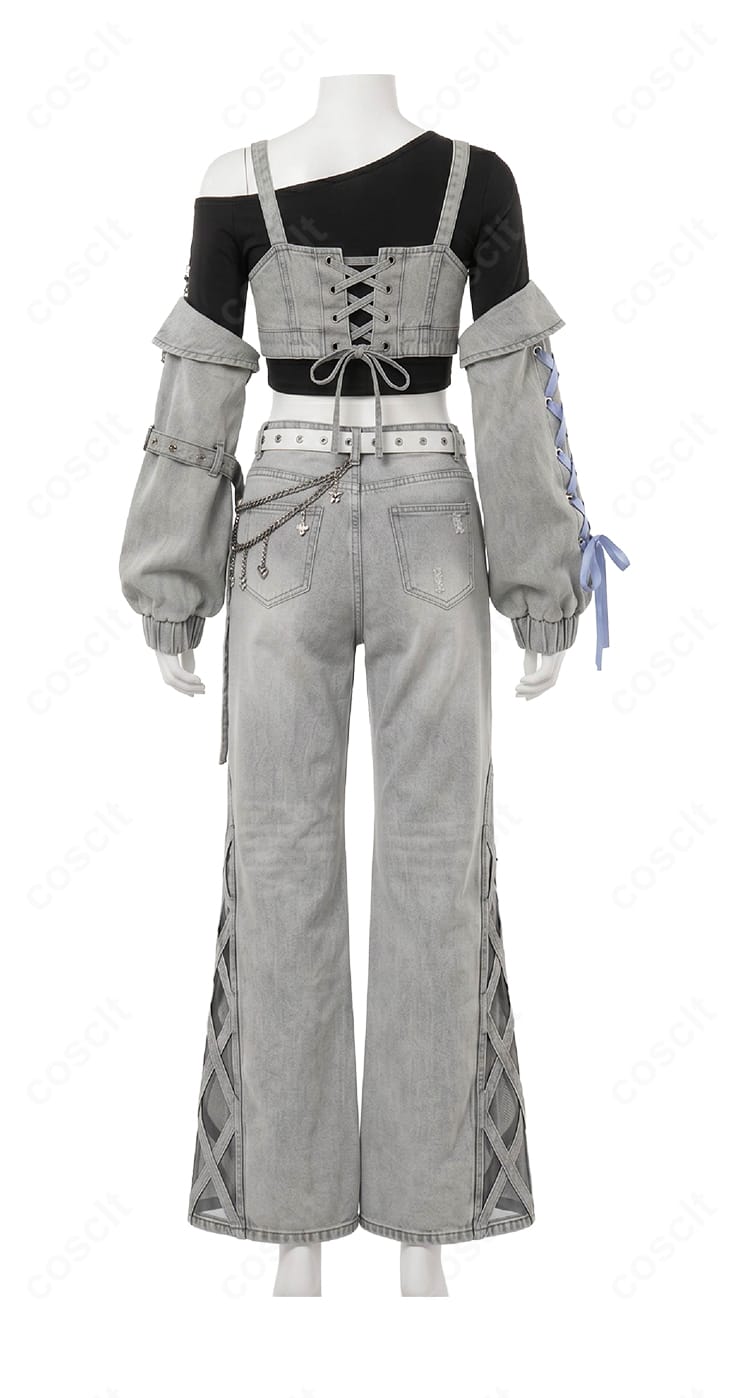 星街すいせい miCometブランド第二弾コスプレ衣装の背面デザイン、パンツと袖パーツの全体像