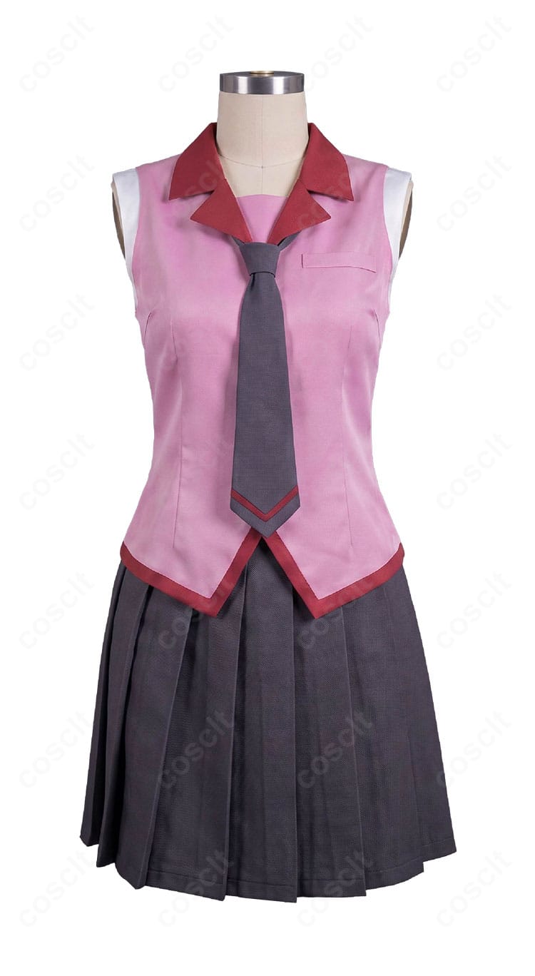 私立直江津高校女子制服のベスト風トップスと胸元リボンの細部
