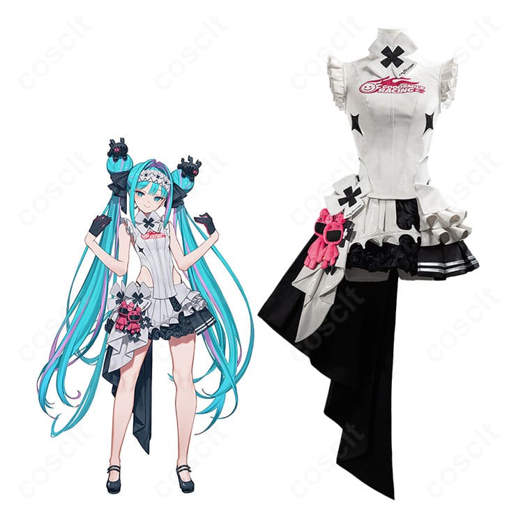 レーシングミク 2026Ver.カフェVer.のコスプレ衣装を着用したキャラクターイメージと全身コーディネート