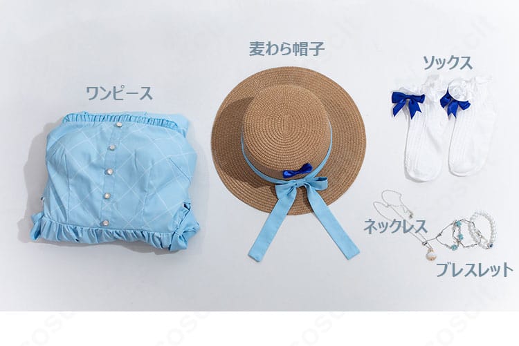 綾波レイ「Sea Breeze」第3弾コスプレ衣装のワンピース・麦わら帽子・ソックス・アクセサリーセット