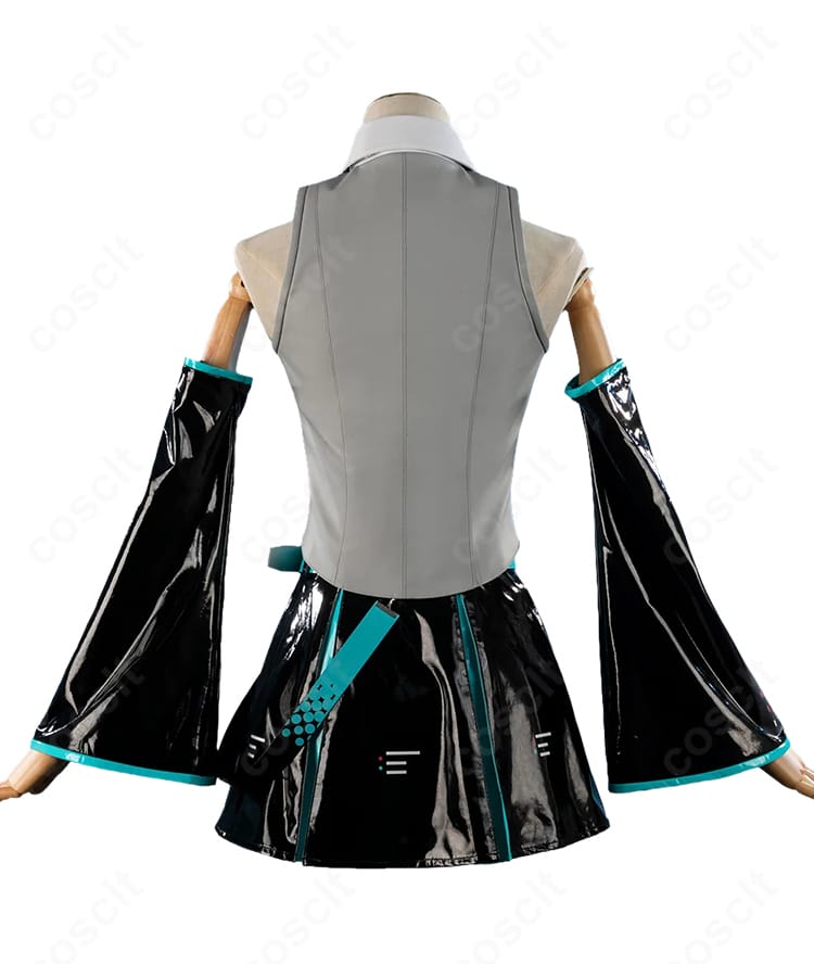 初音ミク V6 パッケージビジュアルVer.コスプレ衣装の背面図、トップス背面とスカートの全体デザイン