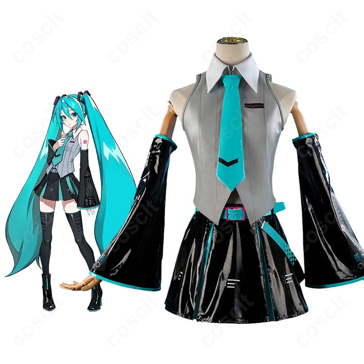 初音ミク V6 パッケージビジュアルVer.コスプレ衣装を着用したキャラクターイメージと全身コーディネート